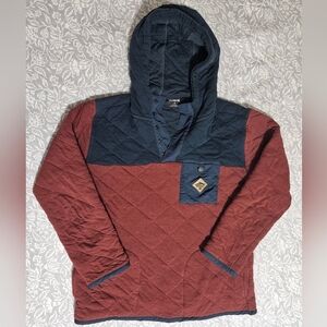 Hurley Men's Hooded Long Sleeve Quilted Sweater, Maroon And Navy